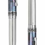Xezo Maestro Solid 925 Sterling Silver and Black Mother of Pearl All Handcrafted and Serialized Medium Ballpoint Pen. Platinum Plated. No Two Alike (Maestro 925 BL MOP B)