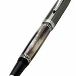 Xezo Handmade Rollerball Pen in Tungsten Metallic Finish with Tahitian Black Mother of Pearl (Maestro Black MOP Tungsten RPL). No Two Alike