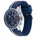 Tommy Hilfiger Men’s Stainless Steel Quartz Watch with Silicone Strap, Navy, 21 (Model: 1791859)