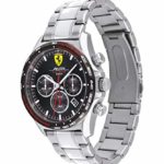 Ferrari Men’s Pilota Evo Quartz Watch with Stainless Steel Strap, Silver, 22 (Model: 0830714)