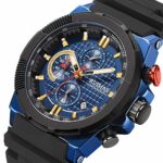 Ruimas Military Sport Watches Men Luxury Chronograph Quartz Watch Man Waterproof Silicone Strap Wristwatch 583 (Blue)