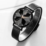 SK Creative Design Starry Star Women Watch with Genuine Leather Stainless Steel Mesh Band (Starry-MESH Band-Black)