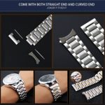 Stainless Steel Watch Bands with Straight & Curved End 5 Color(Gold, Sliver, Black, Rose Gold, Gold-Silver Two Tone) 9 Size(12mm to 24mm)