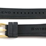 Swiss Legend 24MM Black Silicone Band Strap & Gold Stainless Buckle fits 46mm Avalanche Watch