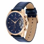 Tommy Hilfiger Men’s Stainless Steel Quartz Watch with Leather Strap, Blue, 22 (Model: 1710451)