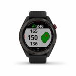 Garmin Approach S42, GPS Golf Smartwatch, Lightweight with 1.2″ Touchscreen, 42k+ Preloaded Courses, Gunmetal Ceramic Bezel and Black Silicone Band, 010-02572-10