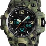 MJSCPHBJK Men’s Analog Sports Watch Military Watch Outdoor LED Stopwatch Digital Electronic Watches Large Dual Display Waterproof Tactical Army Watches for Men