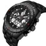 GOLDEN HOUR Huge Face Big Size Military Sports Mens Watches Waterproof, Stopwatch, Date and Date, Alarm, Luminous Digital Analog Stainless Steel Wrist Watch with Rubber Band in Black