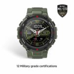 Amazfit T-Rex Smart Watch with GPS, Military Outdoor Sports Watch for Men,20-Day Battery Life, 1.3” AMOLED Display,5 ATM Water Resistant, 14-Sports Modes, Heart Rate Sleep Monitor, Army Green