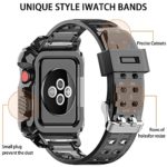 Rugged Protective Case and Band Compatible with Apple Watch Bands Women Men 38 mm 40mm 41mm, Sport Loop Compatible for Iwatch Band with Case Series 7/SE/6/5/4/3/2/1?Clear black-38mm/40mm/41mm?