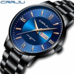 CRRJU Watches Fashin Business Work Watches for Men,Casual Calendar 3ATM Waterproof Quartz Watches,316L Solid Stainless Steel Band Minimalist Watch with Box
