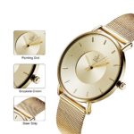 SHENGKE Simple Watches Analog Mesh Watches for Women Stainless Steel Band reloj de Mujer (K0059-GD)