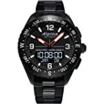 Alpina Men’s AlpinerX Fiber Glass Swiss Quartz Sport Watch with Stainless Steel/Titanium Strap, Black, 22 (Model: AL-283LBB5AQ6B)