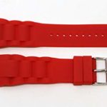 Swiss Legend 29MM Red Silicone Rubber Watch Strap Stainless Silver Buckle fits 47mm Commander Watch