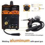 MIG Aluminum Welder 200Amp 110/220V Gas Gasless MIG Welding Machine,2LB/10LB Automatic Feed Flux Core Solid Wire Inverter MIG/Stick/Lift TIG 5 in 1 Multiprocess Welders with Spool Gun Capable Welders