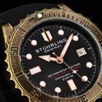Stuhrling Original Mens Automatic Depthmaster Heritage Dive Watch with Rubber Strap (Black)