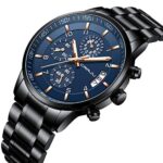 CRRJU Mens Watches Luxury Casual Quartz Analog Black Stainless Steel Waterproof Chronograph Wrist Watches for Men