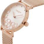 COACH 14503857 Perry Silver/Rose Gold Tone Logo Dial Stainless Steel Mesh Band Women’s Watch
