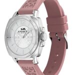 COACH 14503876 Boyfriend Silver Logo Dial Pink Silicone Band Women’s 34mm Watch
