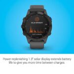 Garmin 010-02410-10 fenix 6 Pro Solar, Multisport GPS Watch with Solar Charging Capabilities, Advanced Training Features and Data, Black with Slate Gray Band