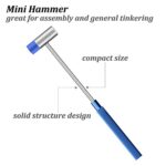 Dual Head Small Hammer for Fiddly Job, Plastic Head and Metal Head, 7 Inches, Blue Stripe Grip, Jewelry Mallet, Mini Mallet for Watch, Tuning, Woodworking, Toys, Handcraft, Leather, Instruments, 2 PCS