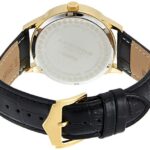 Akribos XXIV Men’s Watch – Simple and Crisp and Clear Yellow Gold Dial with Am/Pm Moonphase Indicator On Black Alligator Pattern Leather Band – AK637