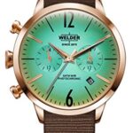 WELDER Moody Brown Reversible Nylon Dual Time Rose Gold-Tone Watch with Date 38mm