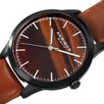 Akribos XXIV Men’s Tiger Eye Dial Watch – Shimmering Dial with Hand Applied Markers On Smooth Glove Finish Cognac Brown Genuine Leather Strap – AK937