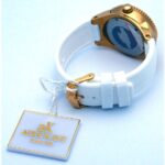 Adee Kaye #2230SS-LG Women’s Neptune Collection Stainless Steel Silicone Band White and Gold Watch
