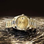 CADISEN Men Automatic Watch Sapphire Luxury Mechanical Wristwatch Stainless Steel Waterproof Watch Men MIYOTA8285 (Gold)