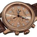Akribos XXIV Men’s ‘Ultimate’ Chronograph Watch – 3 Subdials with Date Window and Coin Edged Bezel Leather Strap – AK575