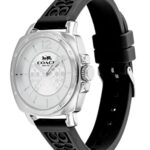 COACH Boyfriend 14503877 Silver Logo Dial Black Silicone Band Women’s 34mm Watch