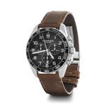Victorinox Fieldforce Classic Chrono Watch with Black Dial and Brown Leather Strap