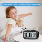 Peakeep Smart Night Light Digital Alarm Clock with Indoor Temperature, Battery Operated Desk Small Clock (Black)