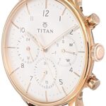 Titan Workwear Men’s On Trend Chronograph Watch – Quartz, Water Resistant, Leather Strap – Brown Band and White Dial