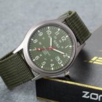 Lancardo Analog Quartz Watch with Woven Nylon Band Calendar Luminous Hand Military Time 24H (Army Green) for Christmas
