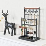 ProCase Jewelry Organizer Stand Necklace Organizer Earring Holder, 6 Tier Jewelry Stand Necklace Holder with 15 Hooks, Jewelry Tower Display Rack Storage Tree for Bracelets Earrings Rings -Black