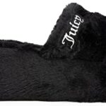 Juicy Couture Women’s Slide Sandals With Faux Fur Slipper Sandals, Furry Slides, Womens Slip On Slippers-World-Black-6