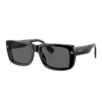 BURBERRY JARVIS BE 4376U 300187 Black Plastic Rectangle Sunglasses Grey Lens