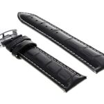 Ewatchparts 21MM LEATHER STRAP BAND CLASP COMPATIBLE WITH BAUME MERCIER MOA08689 CLASSIMA WATCH BLACK WS