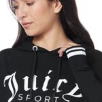 Juicy Couture Women’s Cropped Logo Pullover Hoodie, Deep Black, Small