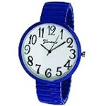 Fashion Watch Wholesale Geneva Super Large Stretch Watch Clear Number Easy Read (Royal Blue)