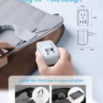 European Travel Plug Adapter, VINTAR Foldable International Power Plug with 2 AC Outlets 3 USB Ports(2 USB C), Type C Travel Essentials Charger for US to Most of Europe EU Italy Spain France Germany