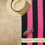 Juicy Couture 100% Cotton Extra Large Beach Towels Oversized Clearance, Pool Towels, Bath Towels – Lightweight & Quick Dry Towels – 36 in. x 68 in (1 Pack) – Pink/Black Adults Cabana Striped Towels