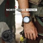 North Edge-Apache Sports Outdoors Digital Watch, Tactical Watches for Men, Durable Wrist Watch, Black Tactical Watch Military Watches for Men with Compass Temperature Pedometer Step Counter (Brown)