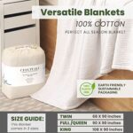 Queen Size Blanket for Queen Bed, 100% Cotton Waffle Blanket, Breathable Blanket, Queen Blanket (90 x 90 inches) Soft Blanket, Lightweight Cozy Blanket, Dark Grey Blanket for All Seasons