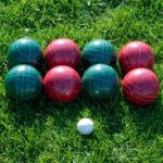 Hey! Play! Bocce Ball Set- Regulation Outdoor Family Bocce Game for Backyard, Lawn, Beach and More- Red and Green Balls, Pallino, and Carrying Case, 8.625×8.5×8.5 (80-751214)