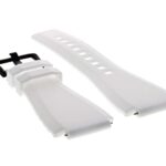 Ewatchparts 24MM SILICONE RUBBER BAND STRAP COMPATIBLE WITH BELL ROSS BR-01-BR-03 WHITE BLACK PVD BUCKLE