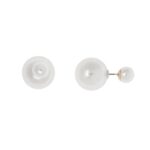 Anne Klein Goldtone and Pearl Inspired Double Sided Earrings