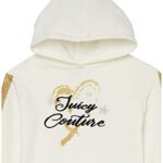 Juicy Couture girls 2 Pieces Hooded Jog Set Casual Pants, Egret/ Lurex Gold, 5T US